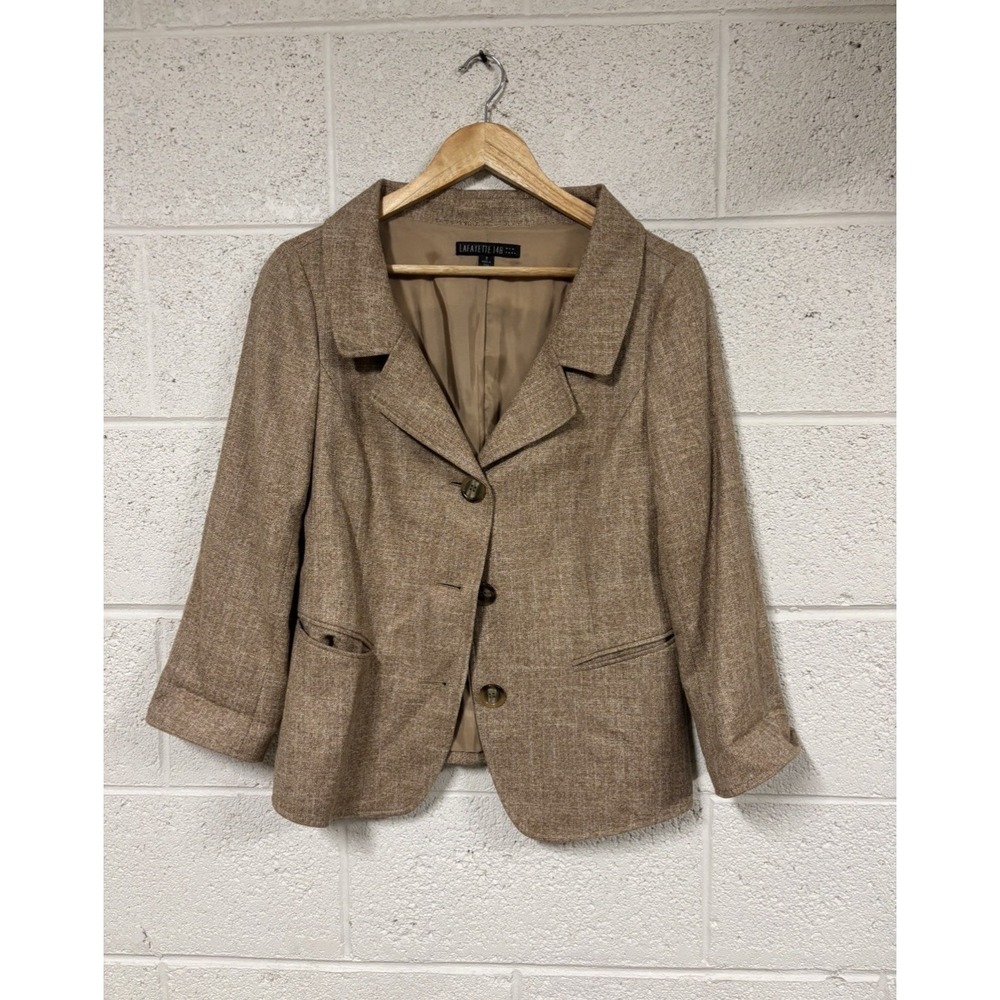 Lafayette 148 New York Brown Front Lined Blazer Size 8
